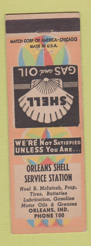 Matchbook Cover - Orleans Shell oil gas IN low phone #