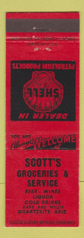 Matchbook Cover - Scott's Shell oil gas Quartzsite AZ