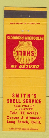 Matchbook Cover - Smith's Shell oil gas Long Beach CA