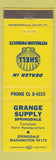Matchbook Cover - Grange Supply Springdale WA Shell oil gas