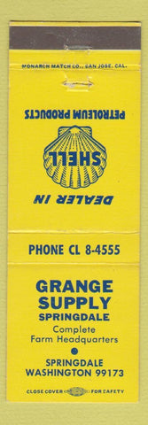 Matchbook Cover - Grange Supply Springdale WA Shell oil gas