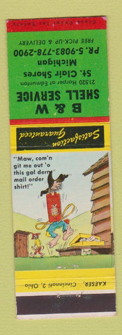 Matchbook Cover - Shell oil gas B&W ST Clair Shores MI hillbilly
