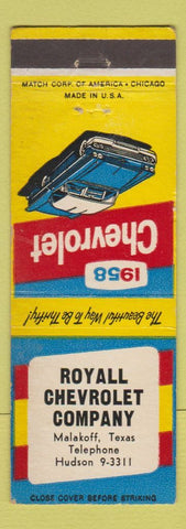 Matchbook Cover - 1958 Chevrolet Royall Malakoff TX