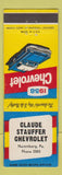 Matchbook Cover - 1958 Chevrolet Claude Stauffer Nuremberg PA