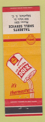 Matchbook Cover - Shell oil gas Talbert's Edgefield SC