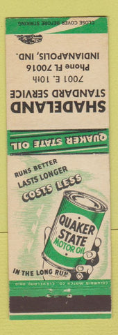 Matchbook Cover - Quaker State oil Shadeland Standard gas Indianapolis IN