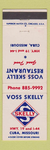 Matchbook Cover - Voss Skelly oil gas Cuba MO restaurant