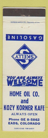 Matchbook Cover - Home Oil Skell gas Kozy Korner Kafe Eads Colorado