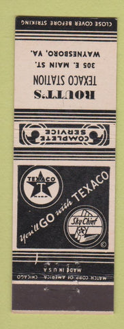Matchbook Cover - Texaco oil gas Routt's Waynesboro VA