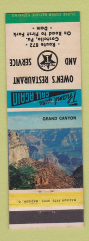 Matchbook Cover - Owen's Texaco oil gas Restaurant Costello PA