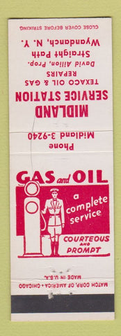 Matchbook Cover - Midland Service Texaco oil gas Wyandanch NY David Ailion