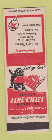 Matchbook Cover - Texaco oil gas Barney's Pasadena CA