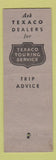 Matchbook Cover - Texaco oil gas Barney's Pasadena CA
