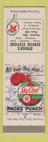 Matchbook Cover - Strock's Texaco oil gas Wooster OH