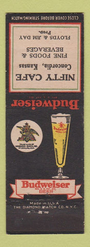 Matchbook Cover - Budweiser Beer Nifty Cafe Concordia KS