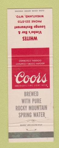 Matchbook Cover - Coors Beer Whites Vimbo's Bar Wheatland WY