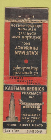 Matchbook Cover - Kaufman Drug New York City Rockefeller Center WEAR