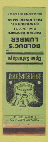 Matchbook Cover - Bolduc's Lumber Fall River MA GREEN