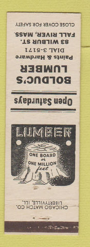 Matchbook Cover - Bolduc's Lumber Fall River MA WHITE