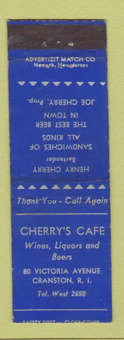 Matchbook Cover - Cherry's Cafe Cranston RI