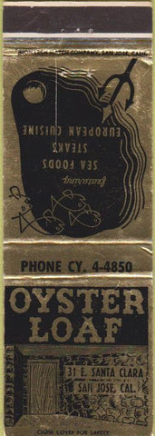 Matchbook Cover - Oyster Loaf San Jose CA