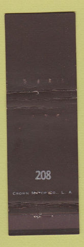 Matchbook Cover - 208 Crown Match Los Angeles CA
