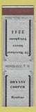 Matchbook Cover - Bryant Cooper Real Estate Honolulu TH Hawaii CROWN
