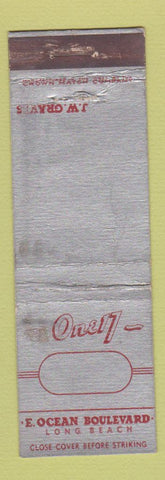 Matchbook Cover - One 17 Long Beach CA CROWN WEAR