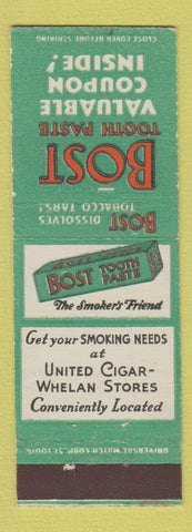 Matchbook Cover - Bost Tooth Paste