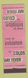 Matchbook Cover - Inhiston for Colds Hay Fever