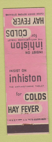 Matchbook Cover - Inhiston for Colds Hay Fever
