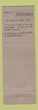 Matchbook Cover - Inhiston for Colds Hay Fever