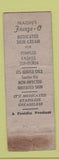 Matchbook Cover - Fraidin's Freeze O Skin Cream POOR