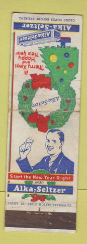 Matchbook Cover - Alka Seltzer Antacid Christmas UNIVERSAL LONG WEAR