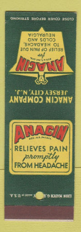 Matchbook Cover - Anacin for Headaches Jersey City NJ SAMPLE