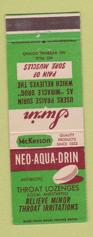 Matchbook Cover - Neo Aqua Drin McKesson Cough Drops