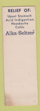 Matchbook Cover - Alka Seltzer Antacid SAMPLE