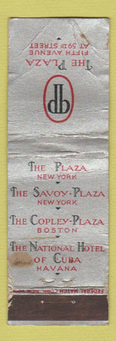 Matchbook Cover - Plaza Hotel New York City FEDERAL LONG WORN