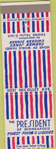 Matchbook Cover - President of Minneapolis MN