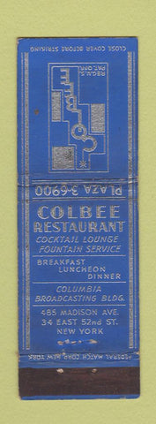 Matchbook Cover - Colbee Restaurant New York City Federal WEAR