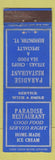 Matchbook Cover - Paradise Restaurant Bennington VT Federal