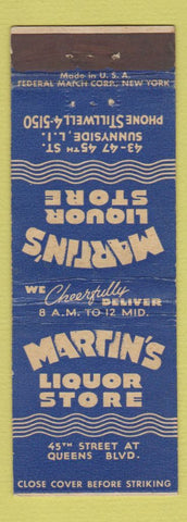 Matchbook Cover - Martin's Liquor Store Sunnyside LI NY Federal