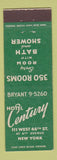 Matchbook Cover - Hotel Century New York City Federal