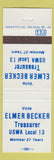 Matchbook Cover - Elmer Becker Treasurer USWA Local 13 Union
