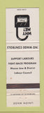 Matchbook Cover - Labours Union Moose Jaw SK WEAR