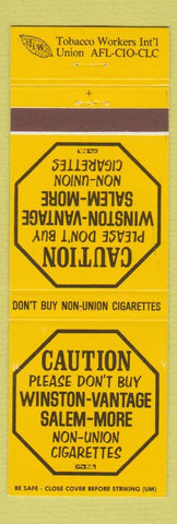 Matchbook Cover - Tobacco Workers Union Anti Winston Vantage Salem Cigarettes