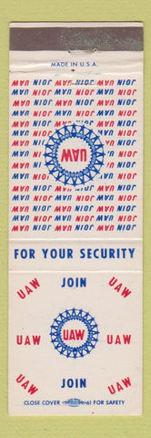 Matchbook Cover - UAW Union Detroit MI