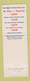 Matchbook Cover - UAW Union Detroit MI