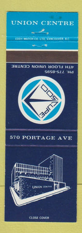 Matchbook Cover - Union Centre Winnipeg MB #1