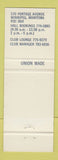 Matchbook Cover - Union Centre Winnipeg MB #2